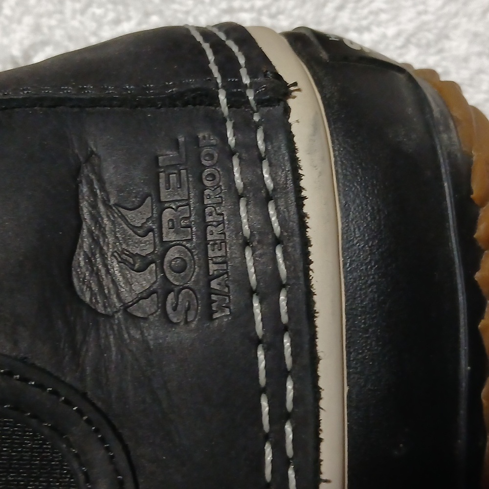 Sorel Out N About Leather Waterproof Black Duck Bootie Chelsea Rain Boots Size 9 - Picture 6 of 9